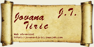 Jovana Tirić vizit kartica